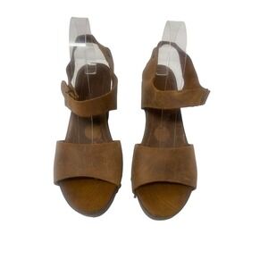 A. Giannetti Wooden Platform Sandals Brown Leather Y2K Womens Euro 41 US 9.5